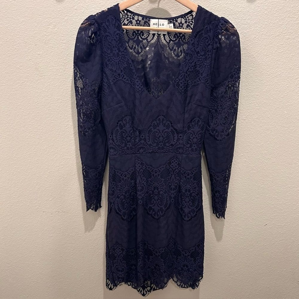 Hello Molly Navy Lace‎ Long Sleeve Mini Dress Size 4 (small) NWT